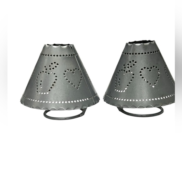 (2) Metal candle topper with punched hearts and apples - NO CANDLE HOLDER. - Picture 1 of 3